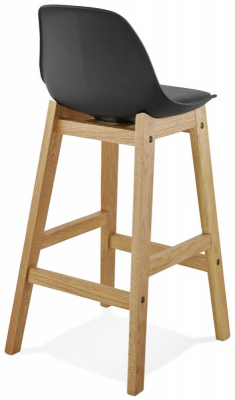 Scaun inalt bar negru Elody II premium stil scandinav, picioare lemn masiv, tapiterie piele ecologica, BS01450BLBL - Kokoon [3]