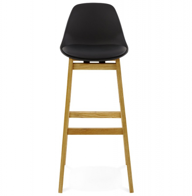 Scaun inalt bar negru Elody Premium stil scandinav, polipropilena, picioare lemn masiv stejar, BS01290BLBL - Kokoon [1]