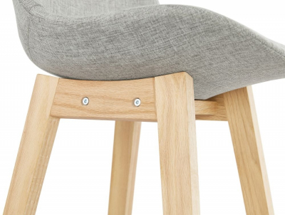 Scaun bar gri tapitat Louis premium, stil scandinav, material textil / picioare lemn masiv, BS01910GRNA - Kokoon [7]