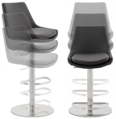 Scaun de design pentru bar KARU negru cu burete piele / otel inoxidabil, BS00990BL - Kokoon [5]