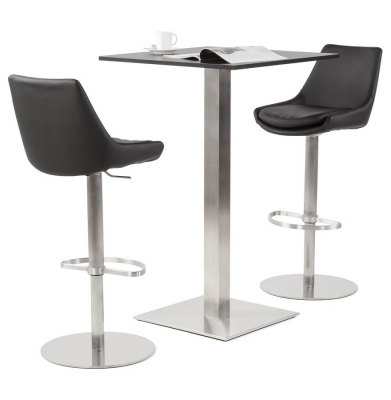 Scaun de design pentru bar KARU negru cu burete piele / otel inoxidabil, BS00990BL - Kokoon [13]