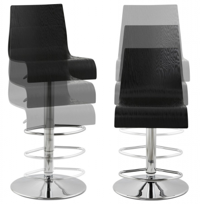 Scaun bar negru lemn indoit Madeira Premium, inaltime reglabila, picior metal crom, BS00910BL - Kokoon [5]