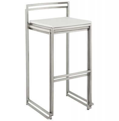 Scaun bar alb piele ecologica Meto structura patrata otel inoxidabil, BS00120WH - Kokoon [12]