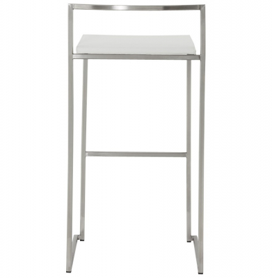 Scaun bar alb piele ecologica Meto structura patrata otel inoxidabil, BS00120WH - Kokoon [4]