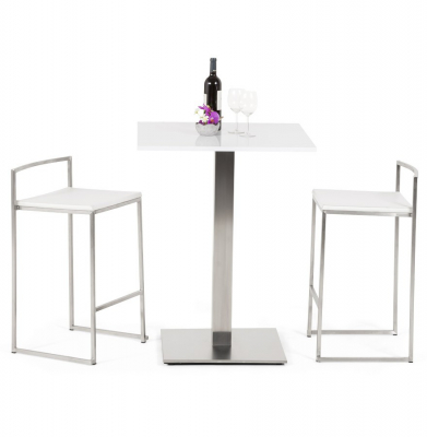 Scaun bar modern patrat Meto II, tapitat piele ecologica alba, picioare otel inoxidabil, BS00790WH - Kokoon [19]