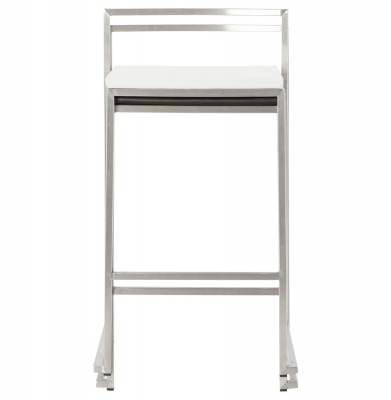 Scaun bar modern patrat Meto II, tapitat piele ecologica alba, picioare otel inoxidabil, BS00790WH - Kokoon [18]