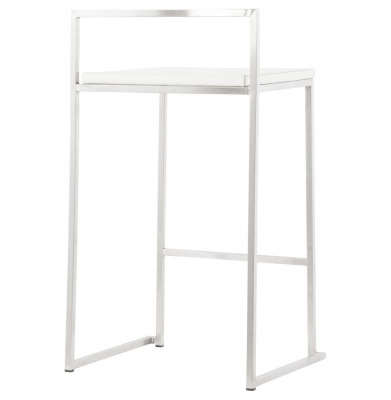 Scaun bar modern patrat Meto II, tapitat piele ecologica alba, picioare otel inoxidabil, BS00790WH - Kokoon [8]
