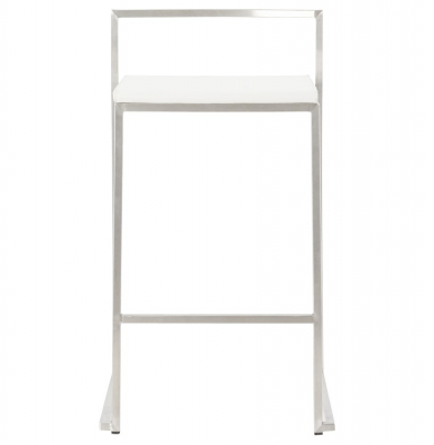 Scaun bar modern patrat Meto II, tapitat piele ecologica alba, picioare otel inoxidabil, BS00790WH - Kokoon [1]