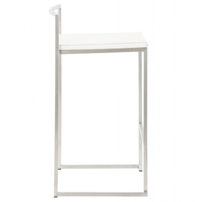 Scaun bar modern patrat Meto II, tapitat piele ecologica alba, picioare otel inoxidabil, BS00790WH - Kokoon [2]