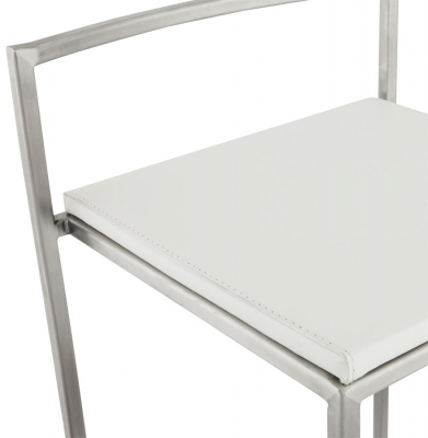 Scaun bar modern patrat Meto II, tapitat piele ecologica alba, picioare otel inoxidabil, BS00790WH - Kokoon [10]