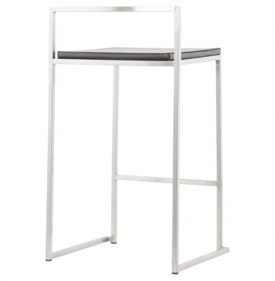 Scaun bar modern patrat Meto II tapitat piele ecologica neagra, picioare otel inoxidabil, BS00780BL - Kokoon [8]