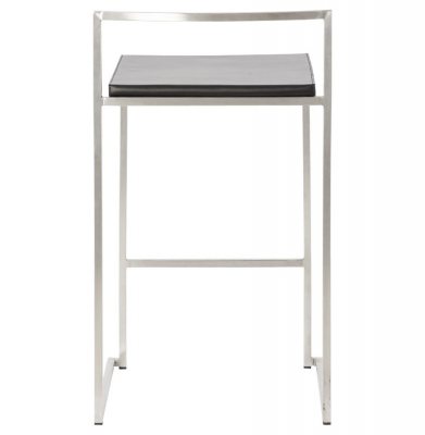 Scaun bar modern patrat Meto II tapitat piele ecologica neagra, picioare otel inoxidabil, BS00780BL - Kokoon [4]