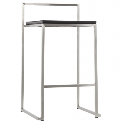 Scaun bar modern patrat Meto II tapitat piele ecologica neagra, picioare otel inoxidabil, BS00780BL - Kokoon [5]