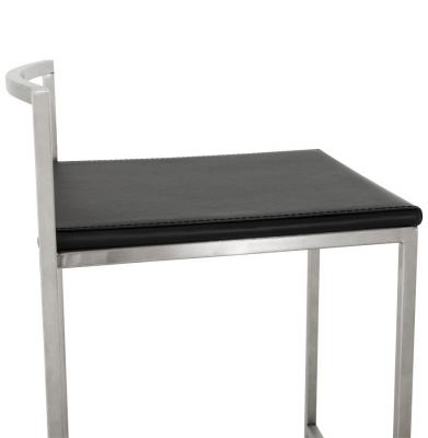 Scaun bar modern patrat Meto II tapitat piele ecologica neagra, picioare otel inoxidabil, BS00780BL - Kokoon [10]
