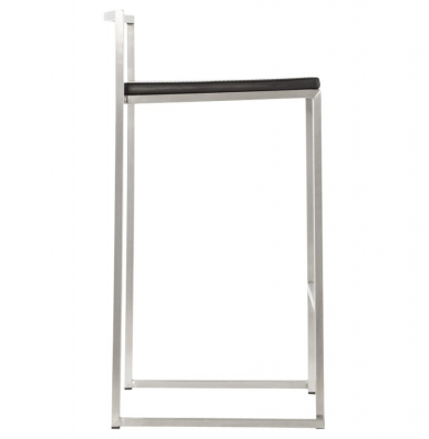 Scaun bar modern patrat Meto II tapitat piele ecologica neagra, picioare otel inoxidabil, BS00780BL - Kokoon [7]