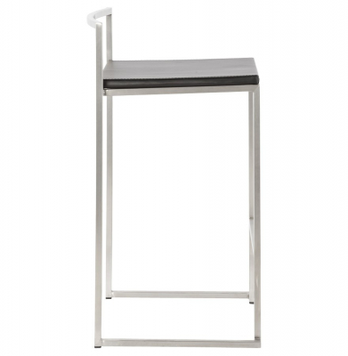 Scaun bar modern patrat Meto II tapitat piele ecologica neagra, picioare otel inoxidabil, BS00780BL - Kokoon [2]