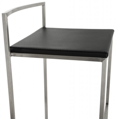 Scaun bar negru piele ecologica Meto structura patrata otel inoxidabil, BS00110BL - Kokoon [5]