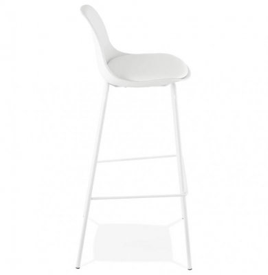 Scaun bar alb Organic premium, picioare albe subtiri otel, polipropilena / piele ecologica, BS01430WH - Kokoon [2]