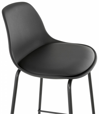 Scaun modern bar negru Organic II premium, tapitat piele ecologica, polipropilena / picioare negre subtiri otel, BS01400BL - Kokoon [4]