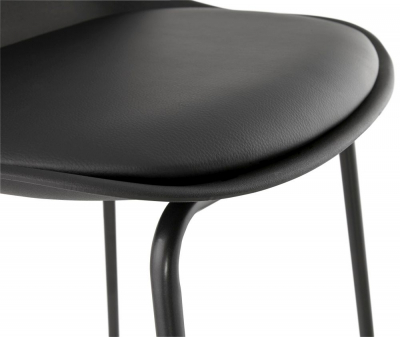 Scaun modern bar negru Organic II premium, tapitat piele ecologica, polipropilena / picioare negre subtiri otel, BS01400BL - Kokoon [5]