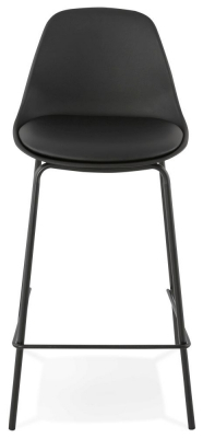 Scaun modern bar negru Organic II premium, tapitat piele ecologica, polipropilena / picioare negre subtiri otel, BS01400BL - Kokoon [1]