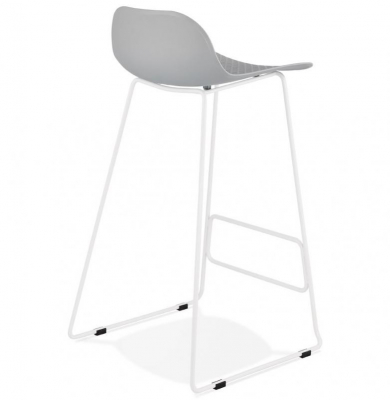 Scaun de bar gri modern Perpetual premium fara brate, picioare albe subtiri otel, polipropilena, BS02080GRWH - Kokoon [3]