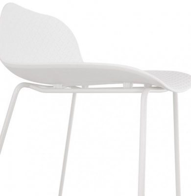 Scaun inalt bar alb Perpetual II premium fara brate, polipropilena/picioare albe subtiri otel, BS02010WHWH - Kokoon [5]