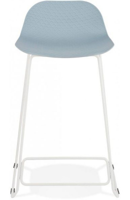 Scaun inalt bar albastru Perpetual II premium, polipropilena / picioare albe subtiri otel, BS02040BUWH - Kokoon [1]