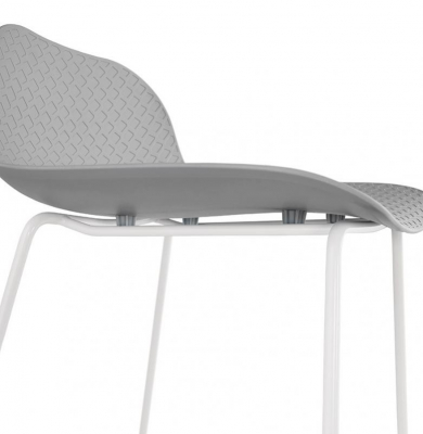 Scaun inalt bar gri Perpetual II premium, polipropilena / picioare albe subtiri otel, BS02030GRWH - Kokoon [4]