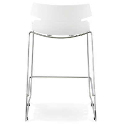 Scaun bar alb modern Reny II polipropilena, picioare subtiri crom otel, BS01330WH - Kokoon [4]