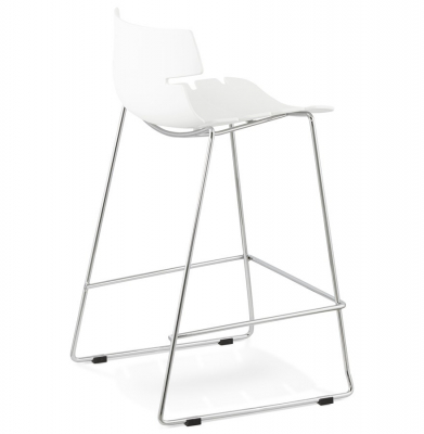 Scaun bar alb modern Reny II polipropilena, picioare subtiri crom otel, BS01330WH - Kokoon [3]