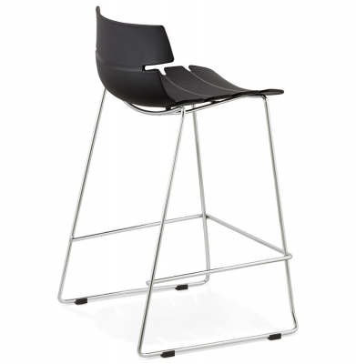Scaun bar negru modern Reny II polipropilena, picioare subtiri otel crom, BS01340BL - Kokoon [3]