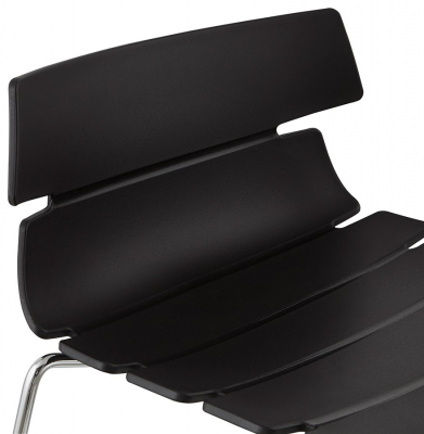 Scaun bar negru modern Reny II polipropilena, picioare subtiri otel crom, BS01340BL - Kokoon [6]