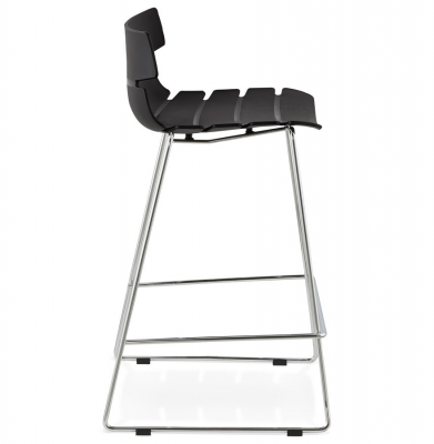 Scaun bar negru modern Reny II polipropilena, picioare subtiri otel crom, BS01340BL - Kokoon [2]