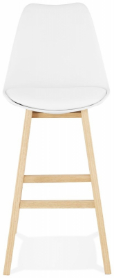Scaun bar alb Roi premium stil scandinav, polipropilena / sezut tapitat piele ecologica / picioare lemn masiv, BS01870WHNA - Kokoon [1]