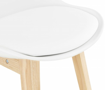 Scaun bar alb Roi premium stil scandinav, polipropilena / sezut tapitat piele ecologica / picioare lemn masiv, BS01870WHNA - Kokoon [4]