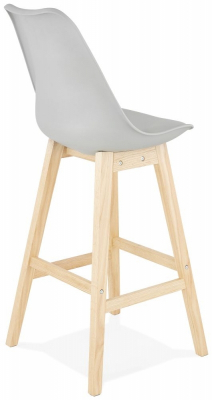 Scaun bar gri Roi premium, stil scandinav, polipropilena / sezut tapitat piele ecologica / picioare lemn masiv, BS01890GRNA - Kokoon [3]