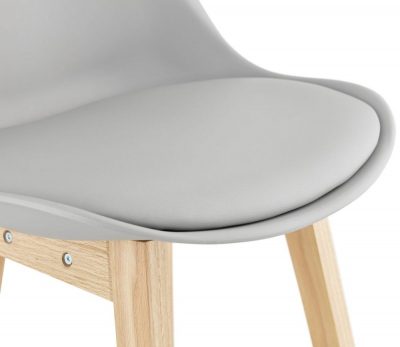 Scaun bar gri Roi premium, stil scandinav, polipropilena / sezut tapitat piele ecologica / picioare lemn masiv, BS01890GRNA - Kokoon [4]