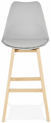 Scaun bar gri Roi premium, stil scandinav, polipropilena / sezut tapitat piele ecologica / picioare lemn masiv, BS01890GRNA - Kokoon [1]