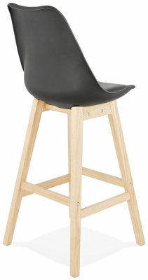 Scaun bar negru Roi premium, stil scandinav, polipropilena / sezut piele ecologica / picioare lemn masiv, BS01880BLNA - Kokoon [3]