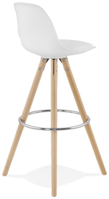 Scaun inalt bar alb Tree premium, stil scandinav, picioare lemn masiv inel crom, polipropilena / sezut piele ecologica, BS01480WH - Kokoon [3]