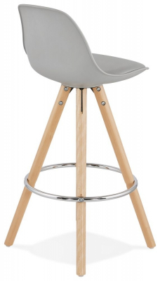Scaun inalt bar gri Tree II premium, stil scandinav, picioare lemn inel crom, polipropilena/piele ecologica, BS02300GR - Kokoon [3]