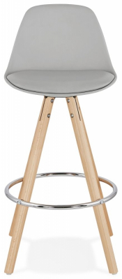 Scaun inalt bar gri Tree II premium, stil scandinav, picioare lemn inel crom, polipropilena/piele ecologica, BS02300GR - Kokoon [1]