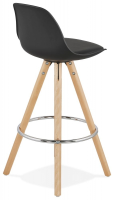 Scaun inalt bar negru Tree II premium, stil scandinav, picioare lemn inel crom, polipropilena/piele ecologica, BS02290BL - Kokoon [3]