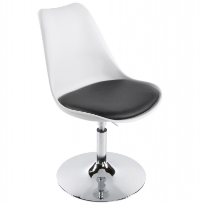 Scaune de birou - Scaun de design VICTORIA alb cu talpa otel - polipropilena / piele, CH00230WHBL - Kokoon
