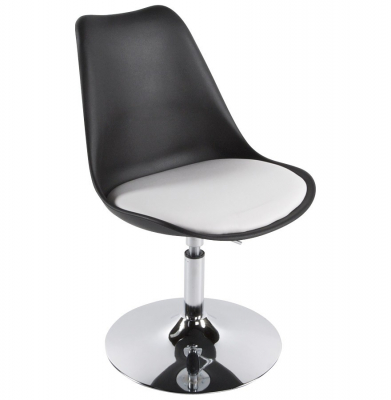 Scaune de birou - Scaun de design VICTORIA negru cu talpa otel - polipropilena / piele, CH00220BLWH - Kokoon