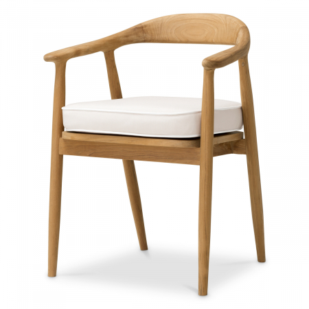 Gradina -   Scaun de dining exterior Beale din tec natural flores alb-off 119066 EICHHOLTZ