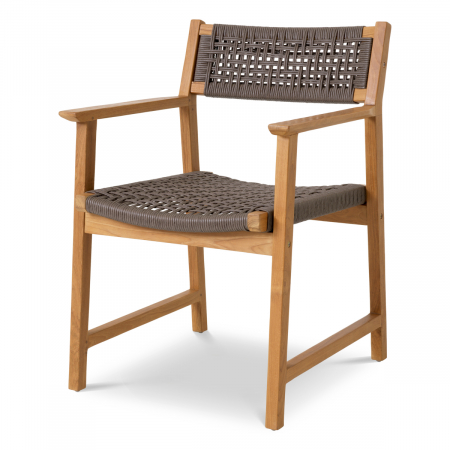   Scaun de dining exterior Cancun din tec natural, set de 2 din rattan artificial 117389 EICHHOLTZ [2]