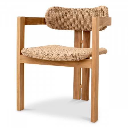 Promotii -   Scaun de dining exterior Donato din tec natural cu rattan artificial 117419 EICHHOLTZ
