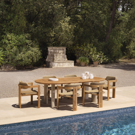   Scaun de dining exterior Donato din tec natural cu rattan artificial 117419 EICHHOLTZ [1]